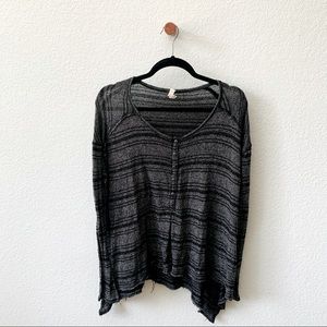Free People Black Stripe Knit Top